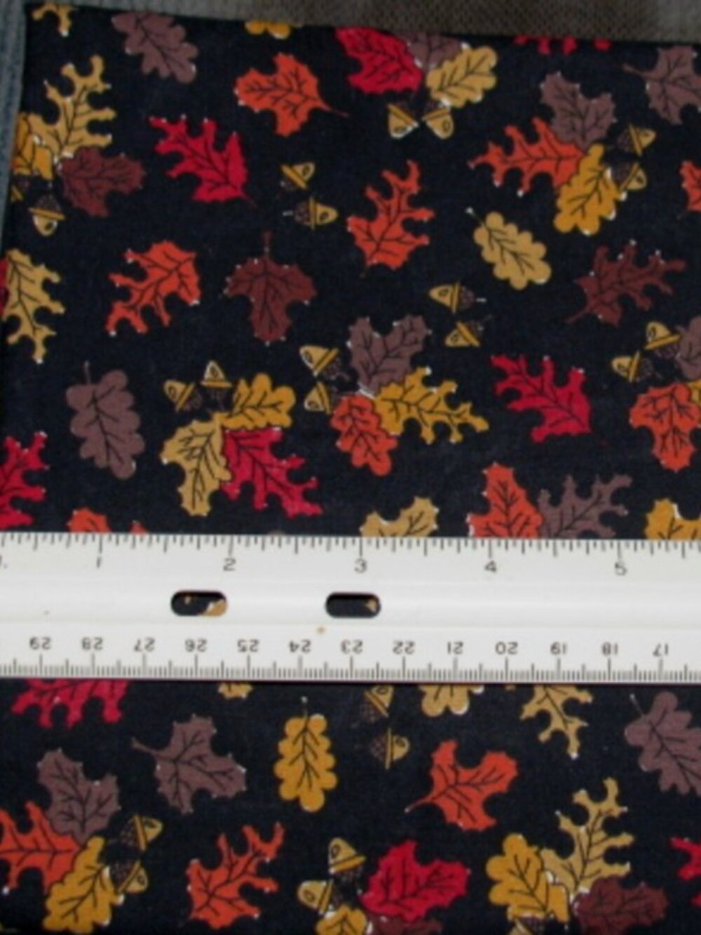 RED ORANGE GOLD Leaves on Brown Quilting Cotton Fabric 7/8 yd x 45 in wide
